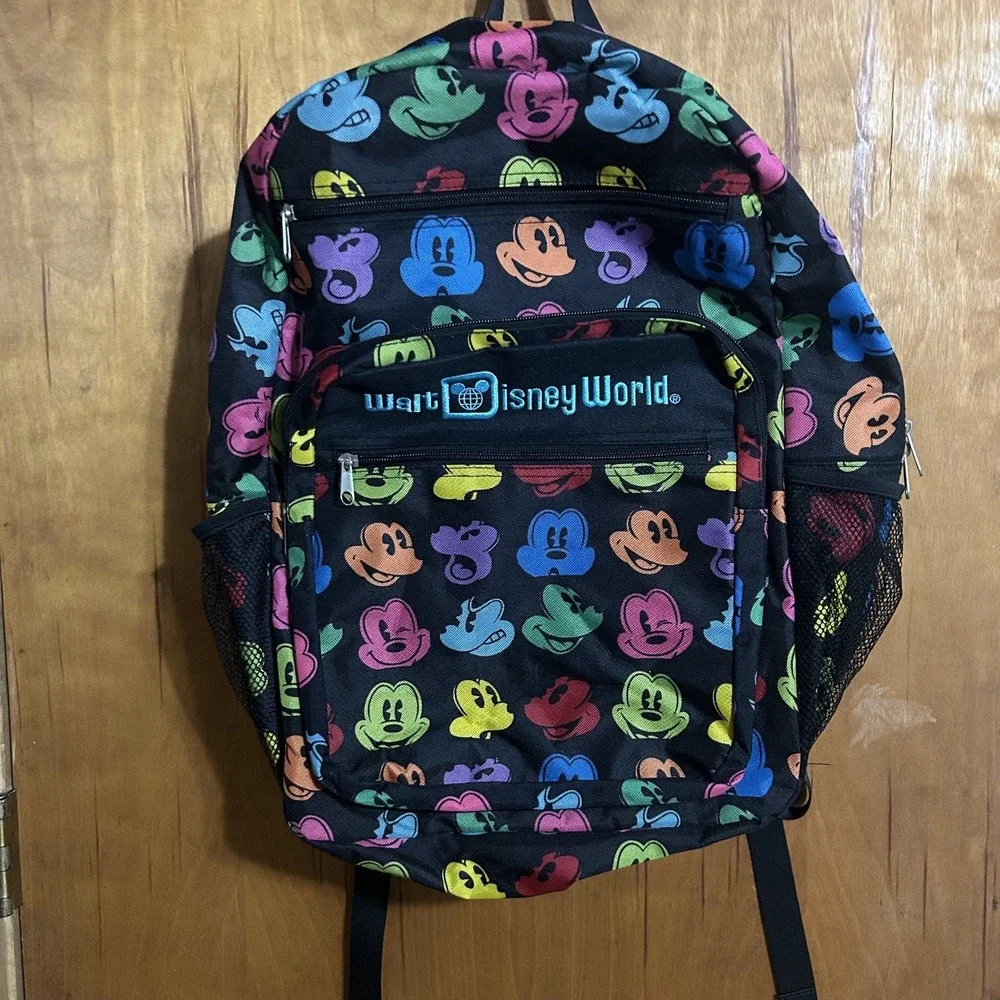 Walt Disney World Parks Large Backpack Colorful Mickey Mouse Silhouettes Rainbow